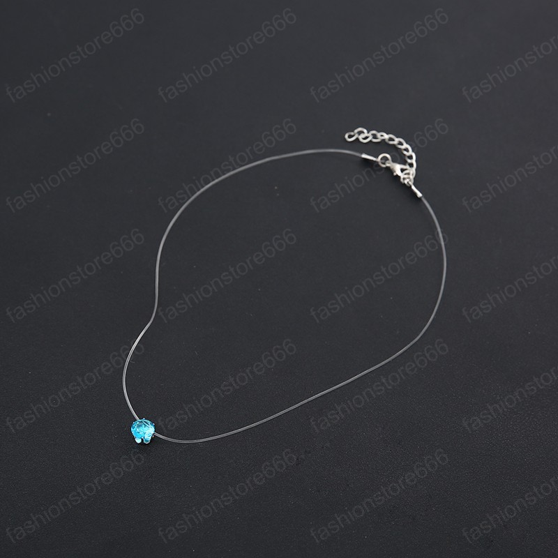 Hot Sale Teardrop Torques 2020 Transparent Fishing Line Jewelry Golden Necklace Torques Clavicle Invisible Woman Necklace