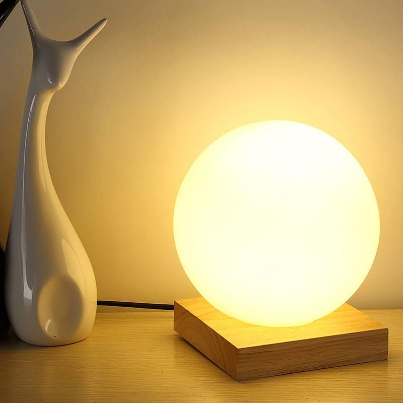 Simple Glass Table Lamp Wood Base Lamps For Bedroom Living room Children Reading Desk Lamp Lighting
