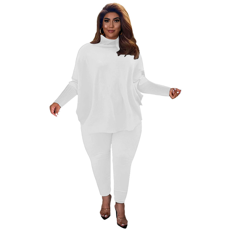 3XL 4XL 5XL Plus Size Knitted Outfits Women Tracksuits Two Piece Set Fall Winter Sweatsuits Puff Sleeve Sweatshirt top Pants Matching Set sportswear