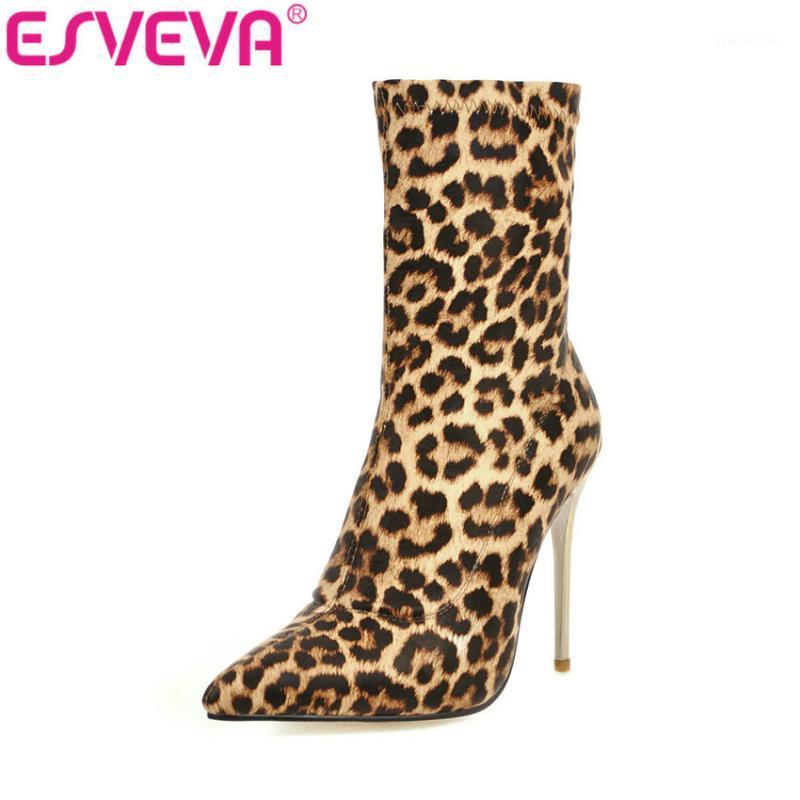 ESVEVA 2020 Sexy Women Shoes Winter Ankle Boots Pointed Toe Flock Slip On Thin High Heel Leopard Platform Fashion Size 34-431, Silver
ESVEVA 2020 Sexy Women Shoes Winter Ankle Boots Pointed Toe Flock Slip On Thin High Heel Leopard Platform Fashion Size 34-431, Silver