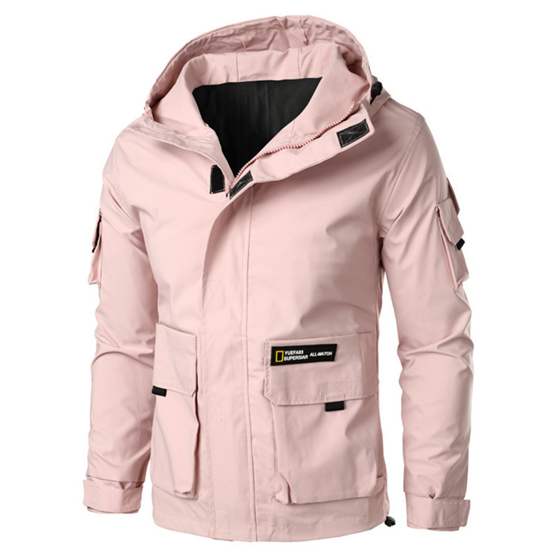 Jacket Men Zipper Winter Spring Autumn Casual Solid Hooded Jackets Men's Outwear Slim Fit Cargo Bomber Coats Male Windbreaker 201127