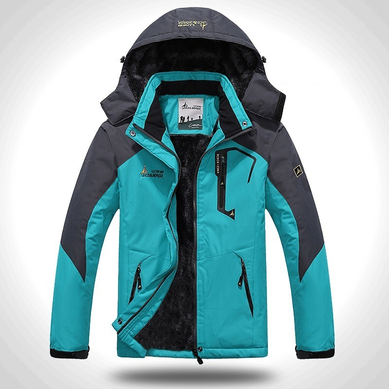Warm Hooded Jacket Men's Windproof Hiking Jackets Outdoor Mountain Hiking Winter Trekking Jacket Men Windbreaker Fleece Coats 201127