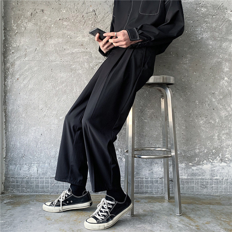 Retro Straight-Leg Pants New Men'S Casual Trousers Jogging Man Korean Fashion Trend Loose Wide-Leg Pant Streetwear High Quality 201126