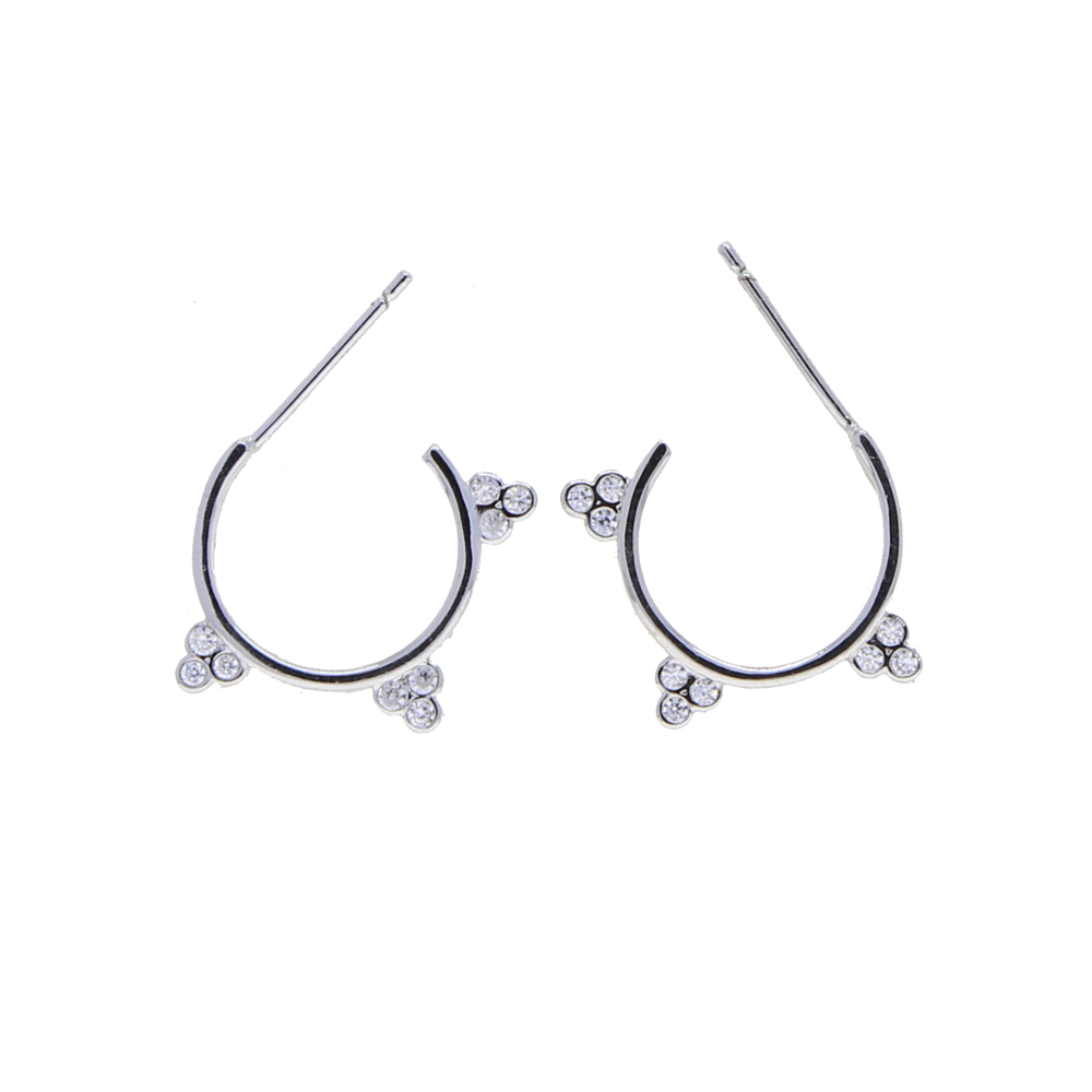 Drop ship women lady tiny stud earring with 3pcs cz paved mini round wedding party earring jewelry wholesale gold silver color