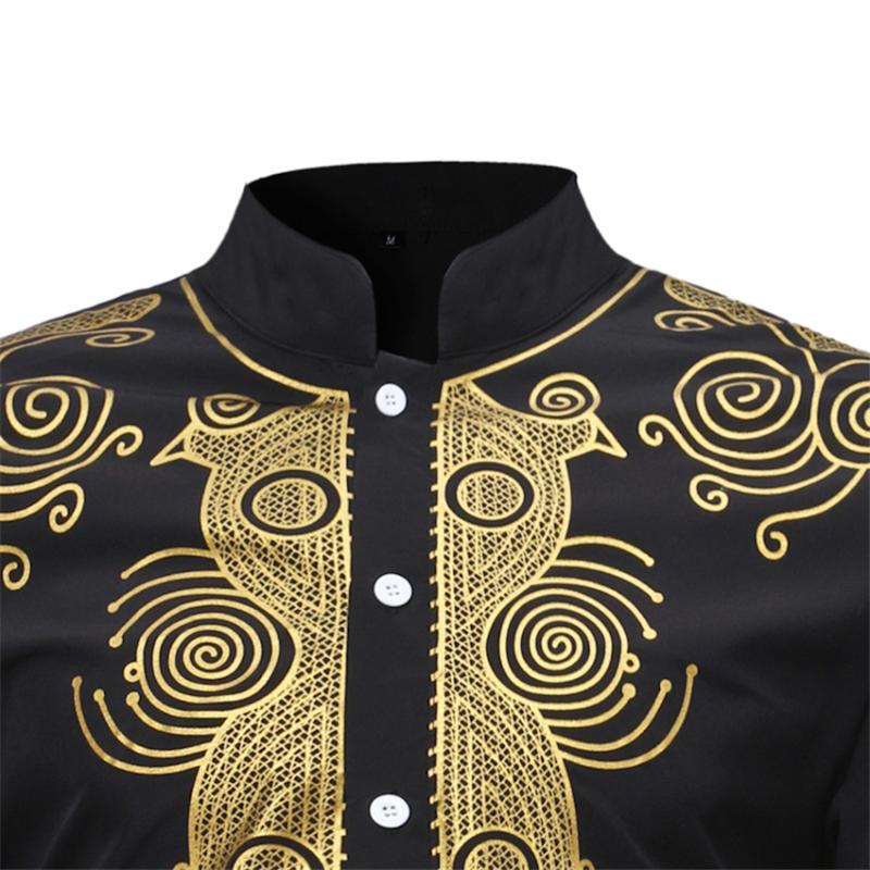 New Dashiki Fashion African Traditional Printed Rich Bazin Men Long Sleeve Africa Clothing Thobe Dress for Man Shirt AAA Discount for in-store purchas