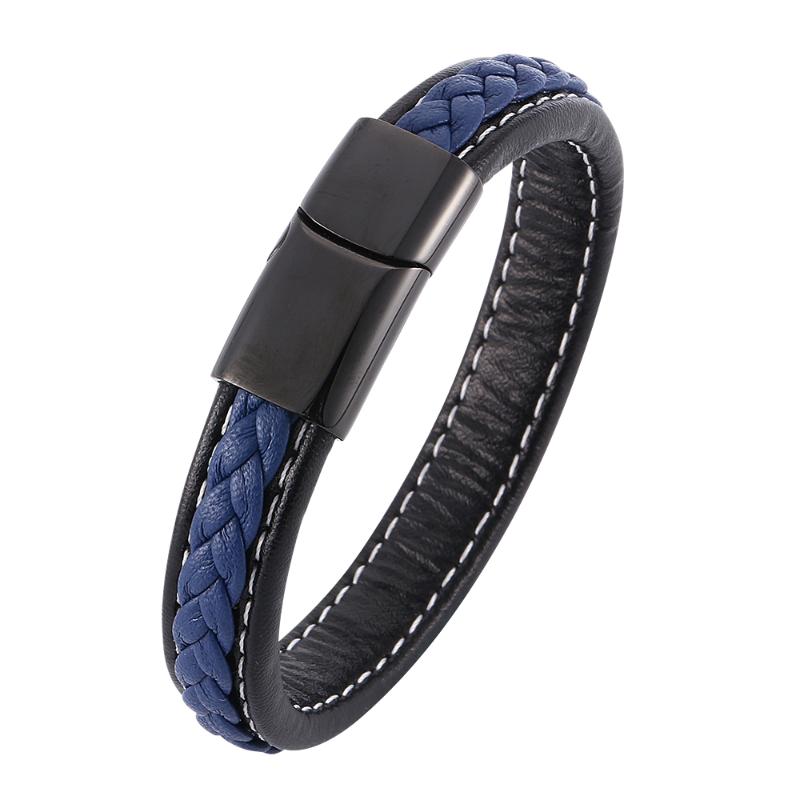Retro Business Men's Blue Black Woven Leather Bracelet Stainless Steel Magnetic Buckle Fashion Simple Charm Bracelet 7-SP0009
Retro Business Men's Blue Black Woven Leather Bracelet Stainless Steel Magnetic Buckle Fashion Simple Charm Bracelet 7-SP0009