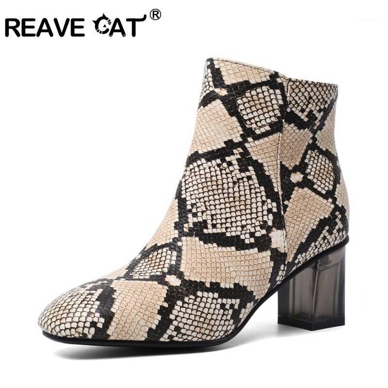REAVE CAT Retro Ankle boots for women Round toe High heel botas Zipper snakeskin Booties mujer Big size footwear Winter Autumn1, Black
REAVE CAT Retro Ankle boots for women Round toe High heel botas Zipper snakeskin Booties mujer Big size footwear Winter Autumn1, Black