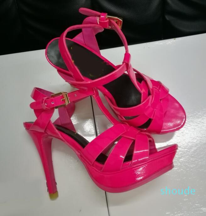 hot sale candy color nude black patent leather cross strappy sandal platform tbar shoes high stiletto heels ladies dress shoes bride
