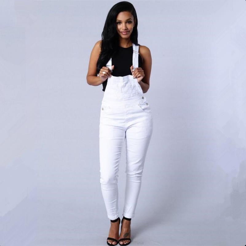 Spring Autumn fashion Tide lady Denim Rompers cute white green Bib buttons strap high quality cotton pockets Jumpsuits