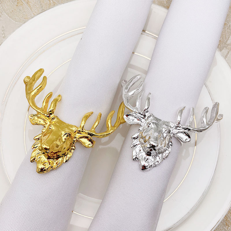 Christmas Napkin Rings Deer Silver Gold Napkin Holders