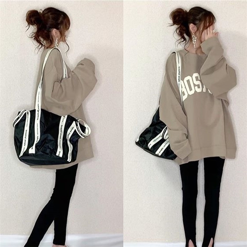 autumn casual women hoodies korean letter printed oversize sweatershirts tops long sleeve janpanese hoodies pullover 201202