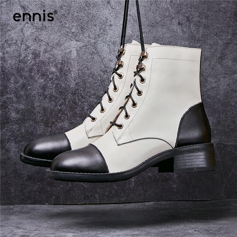 ENNIS Brand Lace Up Ankle Boots Square Heel Women Boots Genuine Leather Autumn Winter Black Round Toe Shoes A0013, Beige
ENNIS Brand Lace Up Ankle Boots Square Heel Women Boots Genuine Leather Autumn Winter Black Round Toe Shoes A0013, Beige