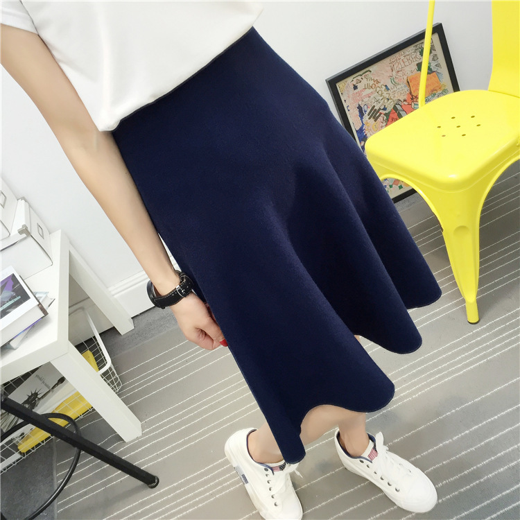 black grey wine red blue stretch high waist wool umbrella aline knitted for women autumn winter thickening warm woollen skirts T200324