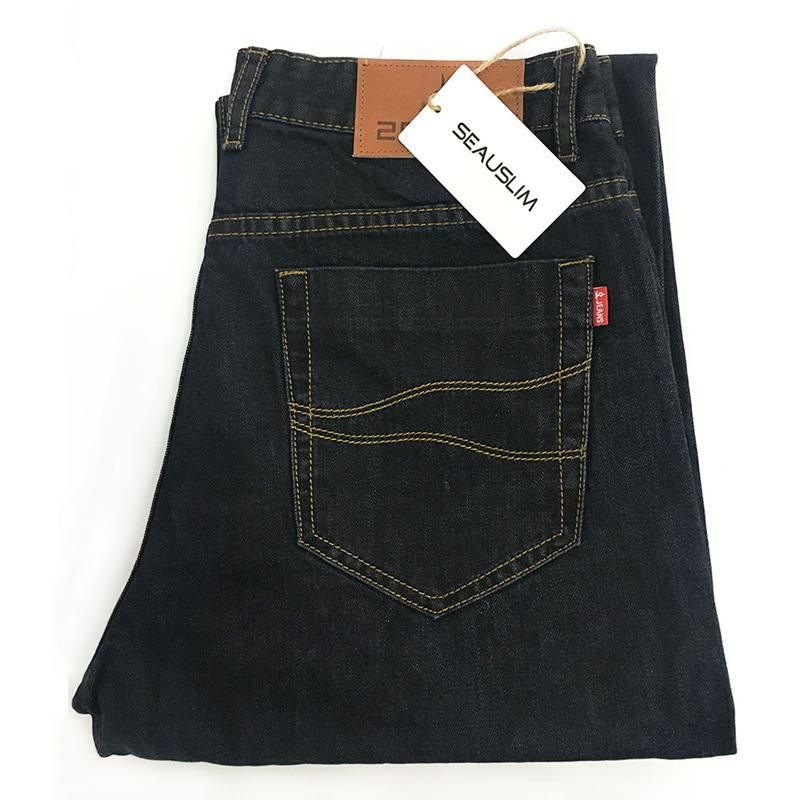SEAUSLIM Black Baggy Jeans Men 2020 Fashion Men Straight Jean Pant Big Size 48 42 33 34 36 38 Casual Loose Style Jeans Q-GZZL-02