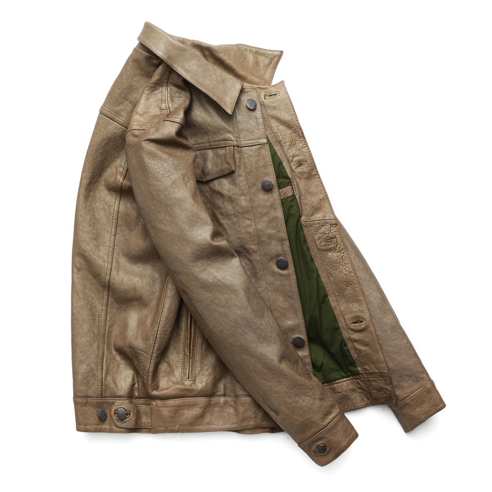 SALE CLEARANCE Men Leather Jacket Hard Heavy Skin Genuine Leather Jacket Men Coat Autumn Clearance M163 201127