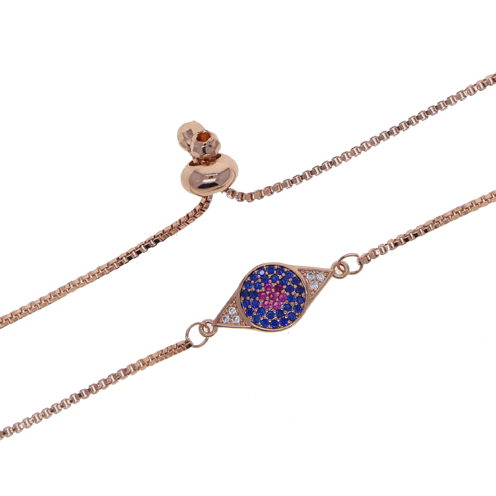 Cute Lucky Evil Eye Pave Blue Red White Cubic Zirconia Lovely Evil Eye Charm Adjust Fashion 2021 Summer Jewelry Chain Bracelet