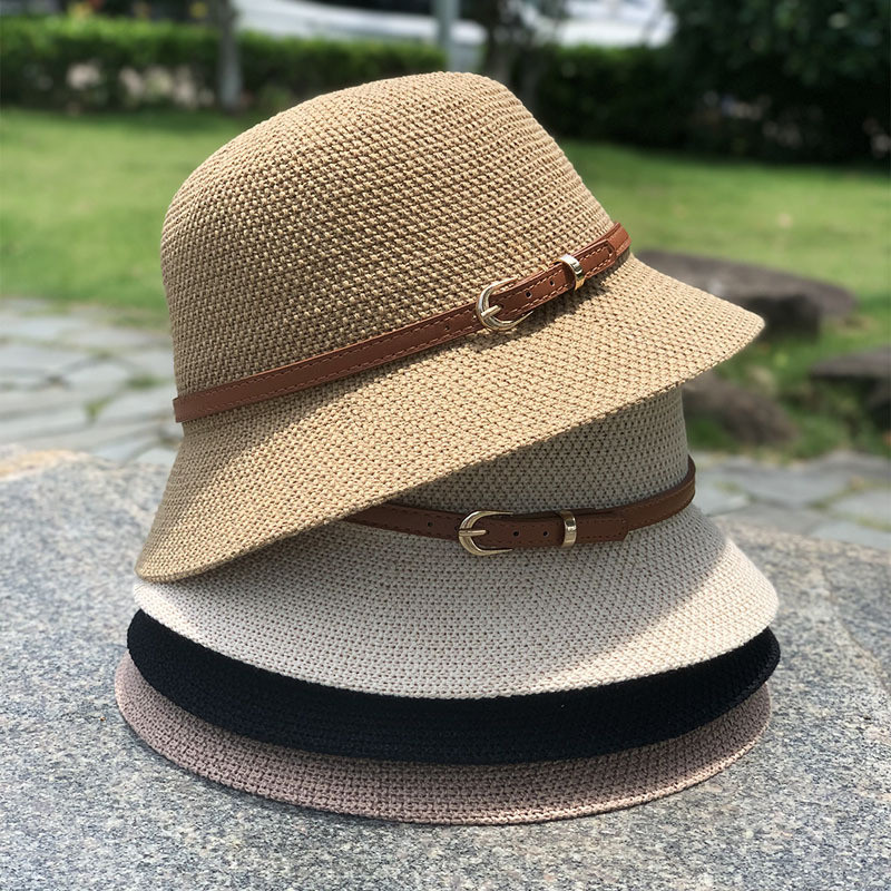 Belt Buckle Dome Caps Korean Style Sweet Beach Hats Outdoor Travel Wide Brim Hats