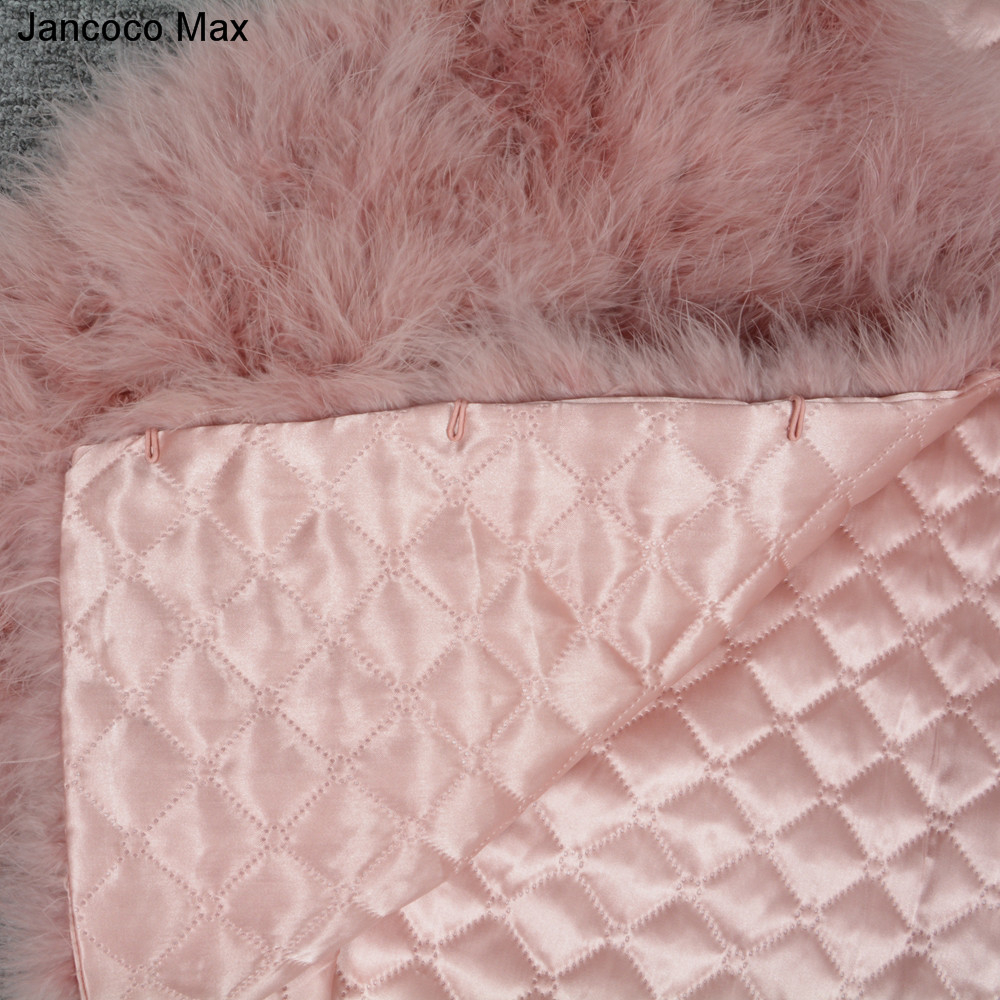 Jancoco Max Women 2019 Real Fur Coat Genuine Ostrich Feather Fur Winter Jacket Retail / Wholesale Top Quality T200319