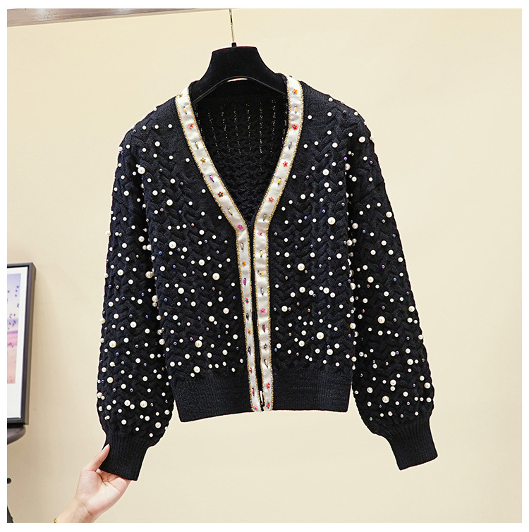 2021 New Chic Pearls Beading Sweater Women Bling v Neck Loose Designer Jumper Open Stitch Korean Thick Sweaters Cardigan Female Zrtp, White
2021 New Chic Pearls Beading Sweater Women Bling v Neck Loose Designer Jumper Open Stitch Korean Thick Sweaters Cardigan Female Zrtp, White