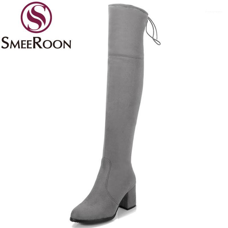Smeeroon thigh high boots woman look slimmer round toe flock over the knee boots zipper high quality winter womens shoes1, Black
Smeeroon thigh high boots woman look slimmer round toe flock over the knee boots zipper high quality winter womens shoes1, Black