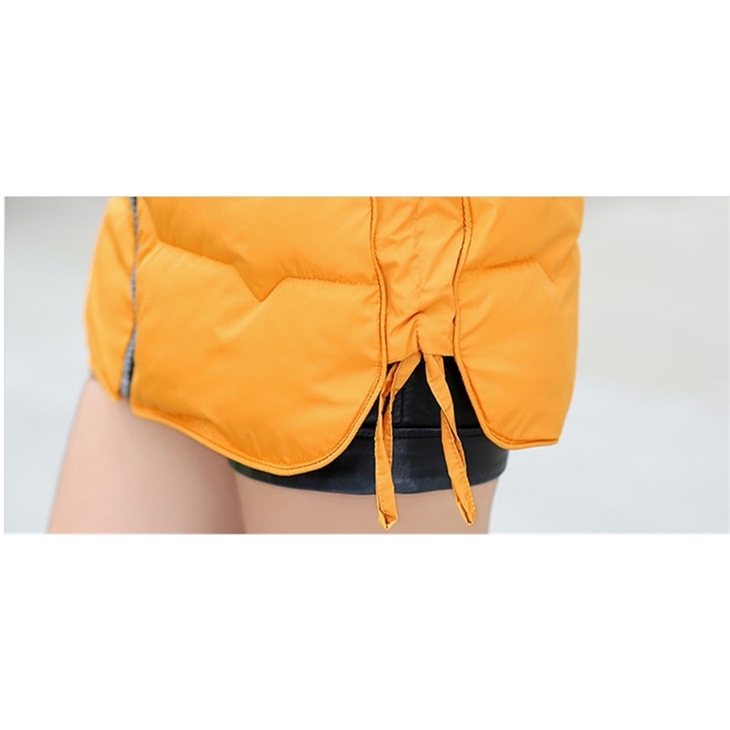 5XL Thick Warm Long Vests For Women Down Jackets Female Winter Cotton Waistcoat Detachable Hat Yellow Women's Sleeveless Coat 201211
