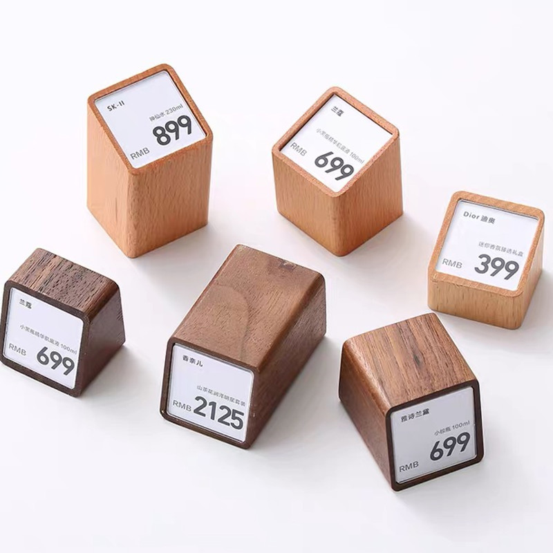 Small Mini Price Label Card Sign Block Ticket Holder Tags Product Name Price Holder Stand Cube For Retail Store