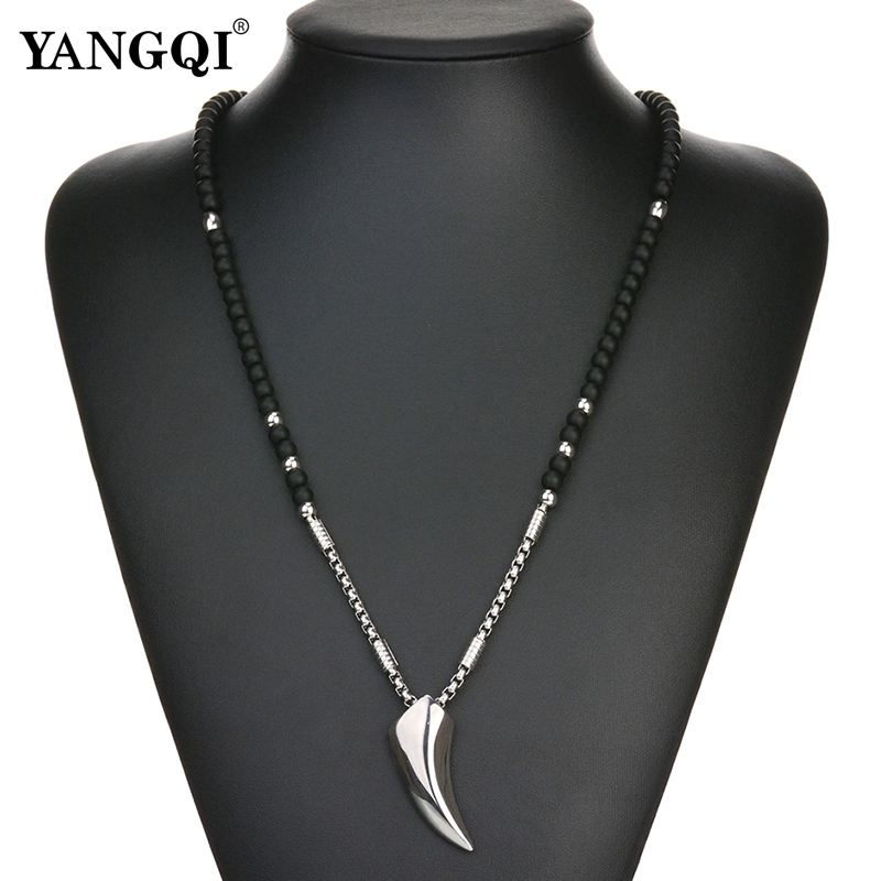 Norse Vikings Wolf Teeth Pendant Necklaces Silver Color Stainless Steel Chain Black Stone Strand Beads Necklaces Jewelry Men 200928
Norse Vikings Wolf Teeth Pendant Necklaces Silver Color Stainless Steel Chain Black Stone Strand Beads Necklaces Jewelry Men 200928