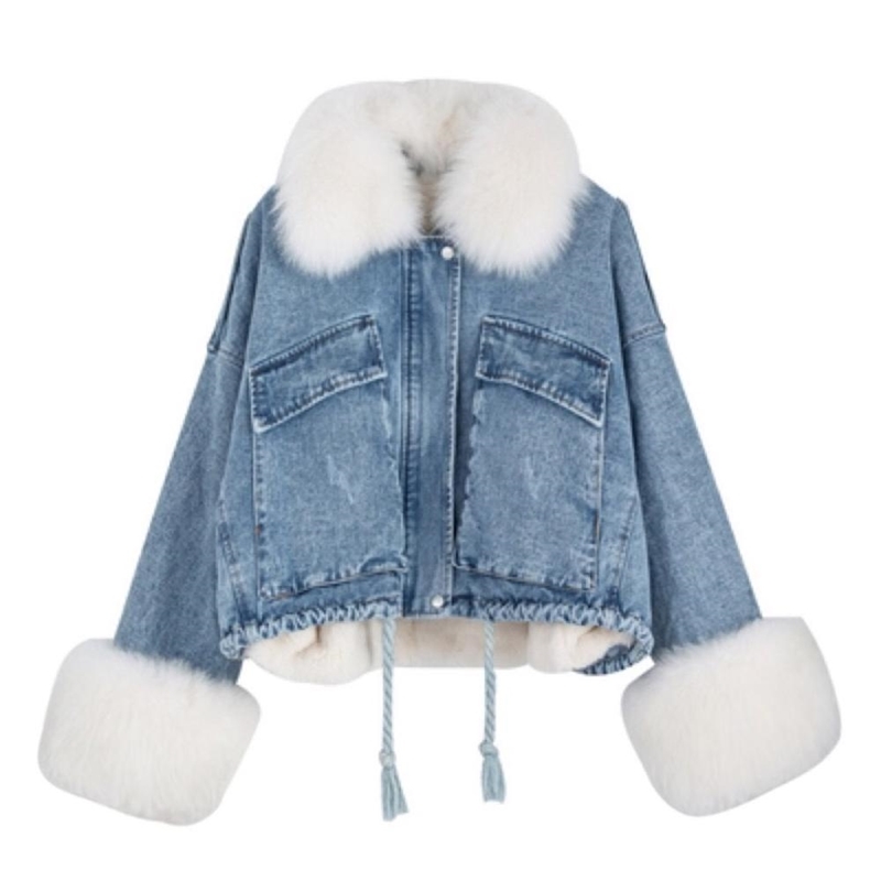 Jacket Women Fluff Denim Casual Long Sleeve Short Thick Coats Elegant Winter Outwear Office Ladies Solid Streetwear 201109, Sky blue
Jacket Women Fluff Denim Casual Long Sleeve Short Thick Coats Elegant Winter Outwear Office Ladies Solid Streetwear 201109, Sky blue