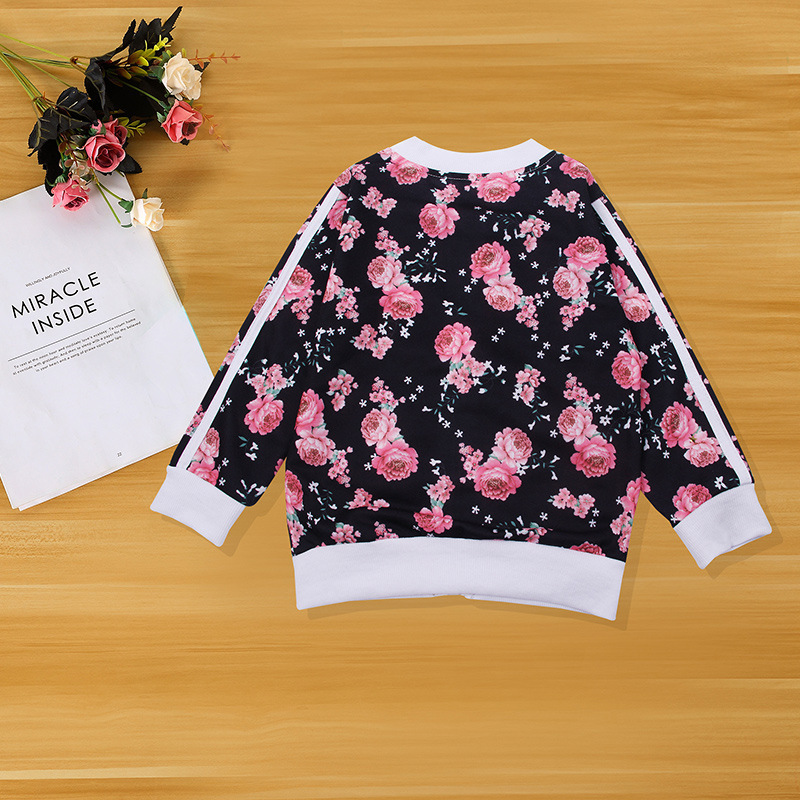 Print Floral Toddler Girls Winter Clothes Set 2020 Baby Girl Boutique Kids Clothing Sport Suit Hip Hop Girl Tracksuits Zip UpX1019