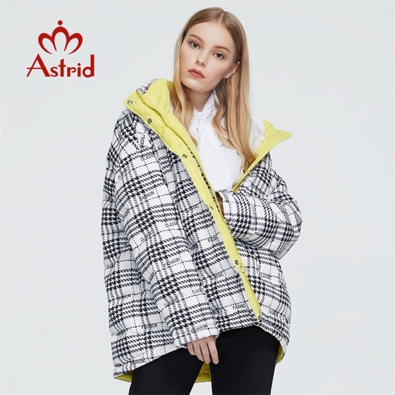 Astrid New Winter Women's coat women warm short parka fashion thick Plaid Jacket hooded large sizes female clothing ZR-7242 201217