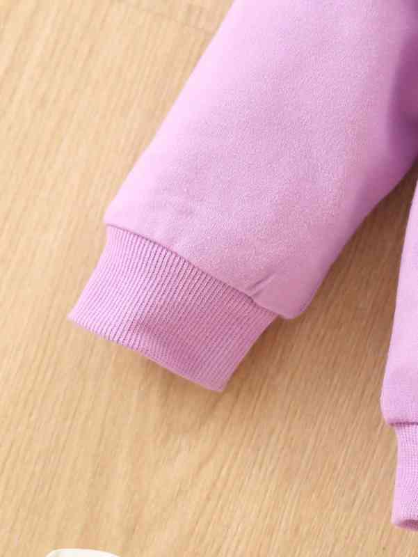 Baby Letter Graphic Ruffle Trim Pullover & Flare Leg Pants SHE