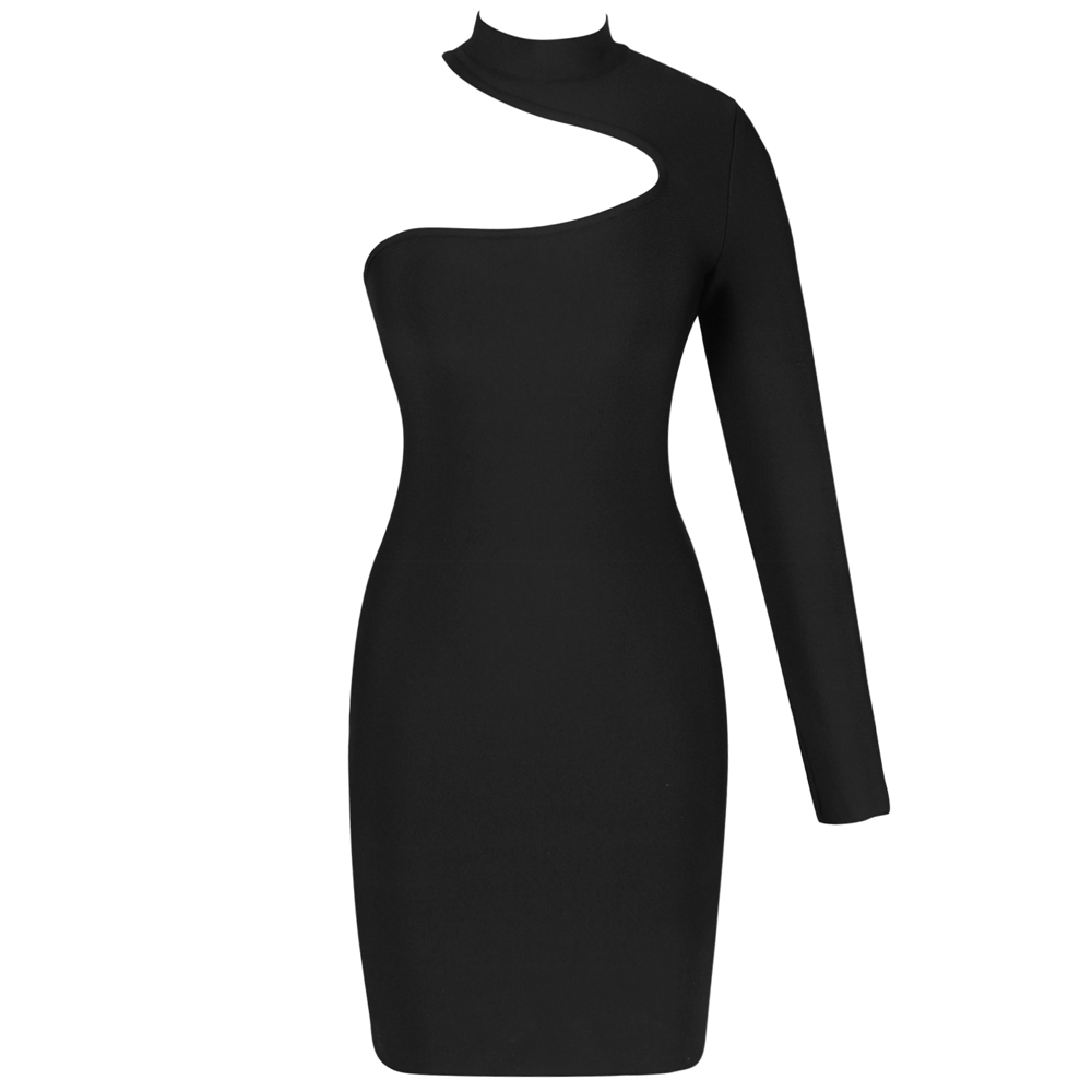 Ocstrade Summer Cut Out Bandage Dresses New Arrival Women Sexy Black Bandage Dress Long Seeve Bodycon Club Party Dress 201030