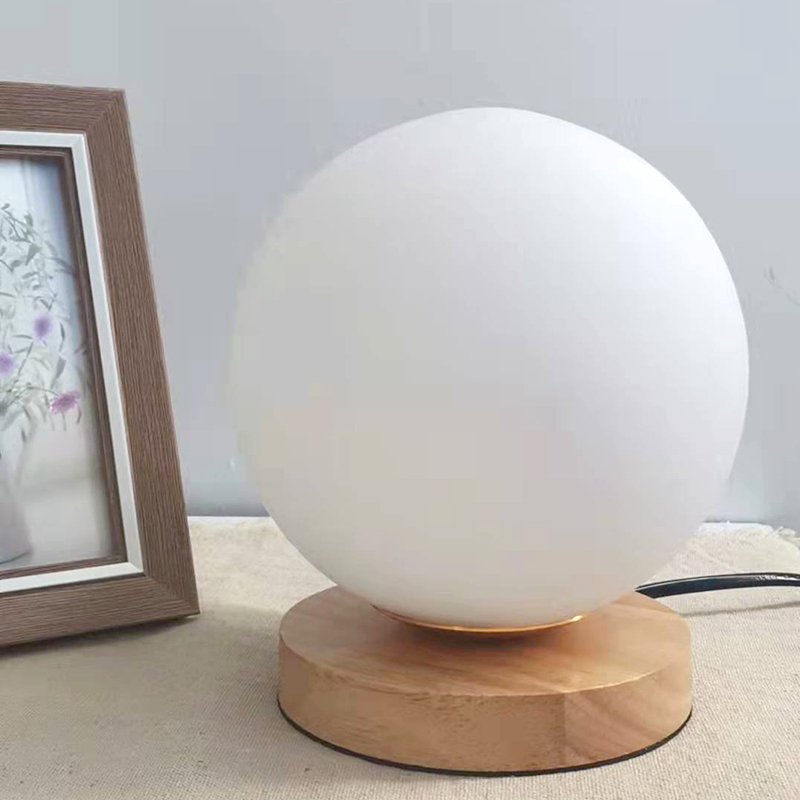 Modern Solid Wood & Glass Nightstand Lamp - Perfect for Home Offices and Bedrooms