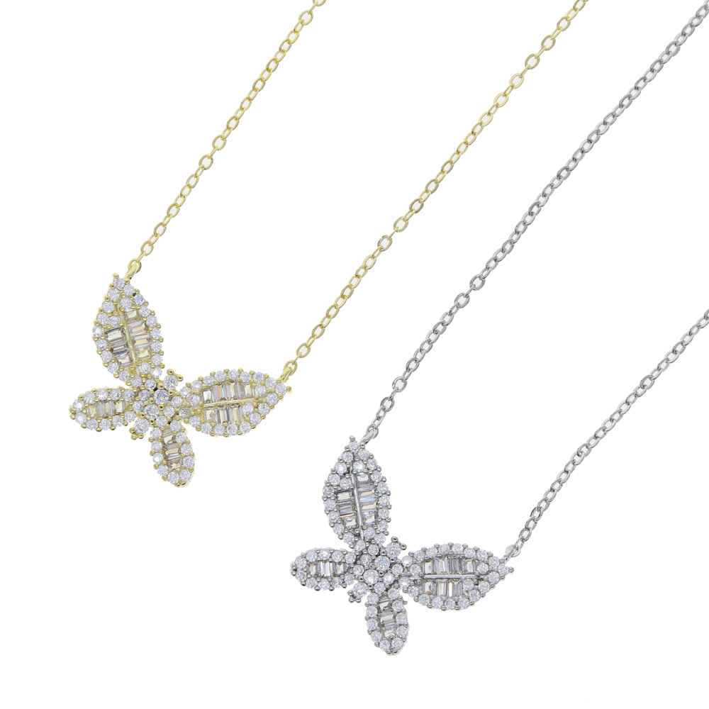 Iced Out Cubic Zirconia Butterfly Necklace Gold Sliver CZ Stone Animal Charm Choker Women Fashion jewelry 2020 New