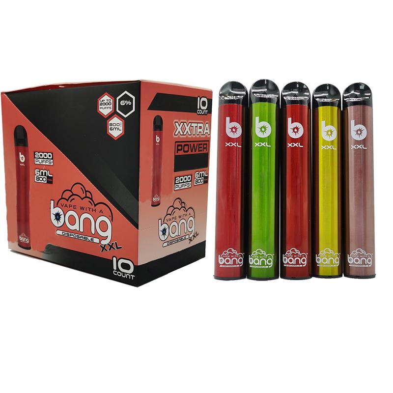 Wholesale High Quality Disposable E-cigarettes Bang XXL Vape Pen More Than 10 Colors With 2000 puffs and 800mah Battery
Wholesale High Quality Disposable E-cigarettes Bang XXL Vape Pen More Than 10 Colors With 2000 puffs and 800mah Battery