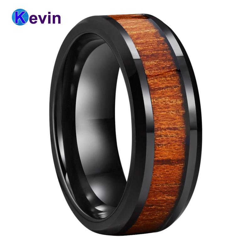 Men Women Black Wedding Band Tungsten Ring With Koa Wood Inlay Beveled Polished Finish 8MM Comfort Fit
Men Women Black Wedding Band Tungsten Ring With Koa Wood Inlay Beveled Polished Finish 8MM Comfort Fit
