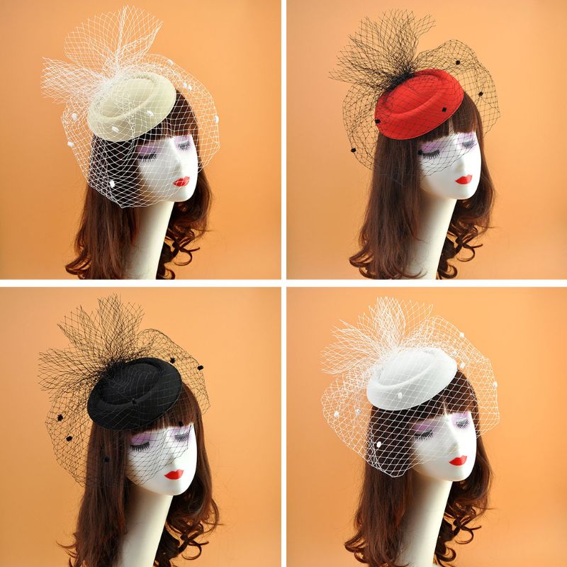 Chic Women's Fishnet Veiled Hairpin with Floral Detail - Ideal Bridal Hair Accessory for a Timeless Look