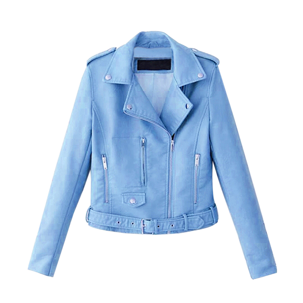 Korean Motorcycle Short Coat New Spring Women's Jacket The Self-cultivation Pu Leather Jacket Women's Leather Bright 201017