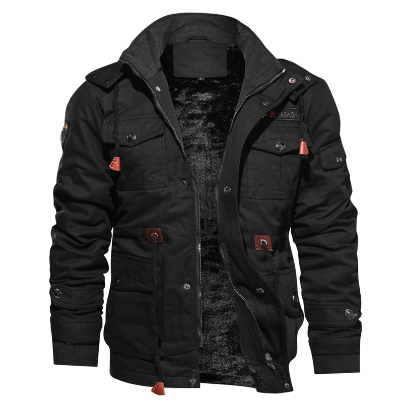 Men's Winter Jackets Thicken Warm Parkas Hooded Coat Thermal Army Military Jacket Flight Pilot Fleece Jacket Parkas Hombre 201214