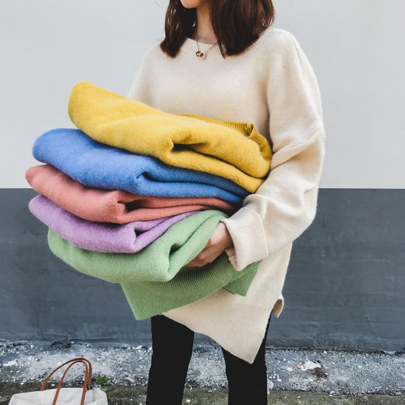 Genayooa Loose Korean Sweater Women Knitting Winter Autumn Casual Pullover Jumper Women's Sweaters O-neck Harajuku Chic 201109