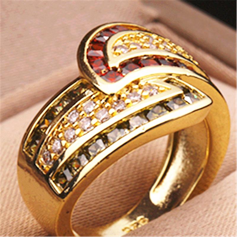 Gold color Green Red Crystal Ring For Women Men Engagement Jewelry Lovers Couple Rings
Gold color Green Red Crystal Ring For Women Men Engagement Jewelry Lovers Couple Rings