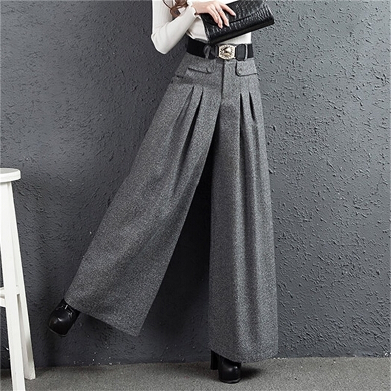 Palazzo Pants Autumn Winter New South Korea Cloth Wide-legged Height Straight Pants Gray Women Wool Leg Pants 201104
Palazzo Pants Autumn Winter New South Korea Cloth Wide-legged Height Straight Pants Gray Women Wool Leg Pants 201104