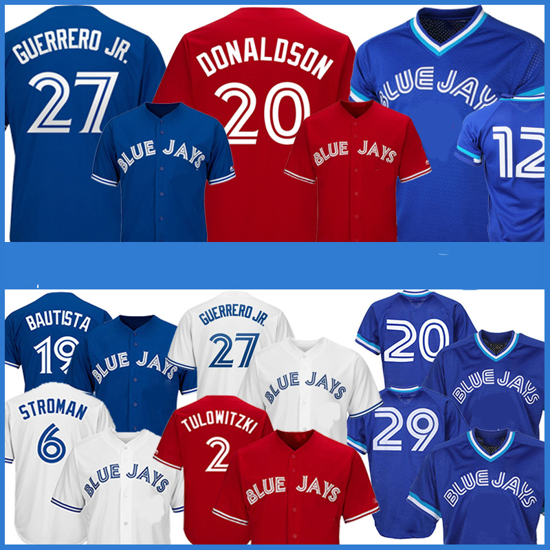 27 Vladimir Guerrero Jr. Baseball Jerseys 19 Jose Bautista 29 Joe Carter 11 Kevin Pillar 12 Roberto Alomar Jersey-image