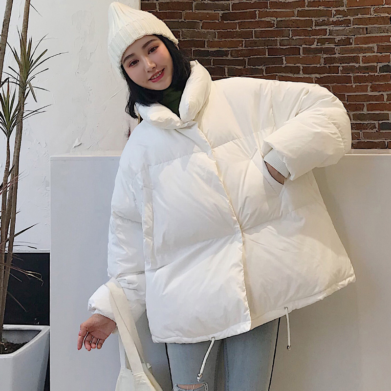 Arrival Women Winter Jacket Korean Style Stand Collar Breasted Buttons Female Outwear Coat Fashion Short Parka 201019