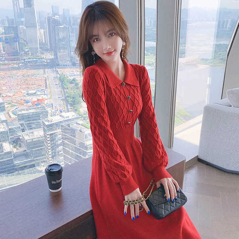 Vintage 2021 New winter temperament knitted shirt dressed collar long sleeve thin line solid color dress party y247 QK3G, Hong gselianyiqun
Vintage 2021 New winter temperament knitted shirt dressed collar long sleeve thin line solid color dress party y247 QK3G, Hong gselianyiqun