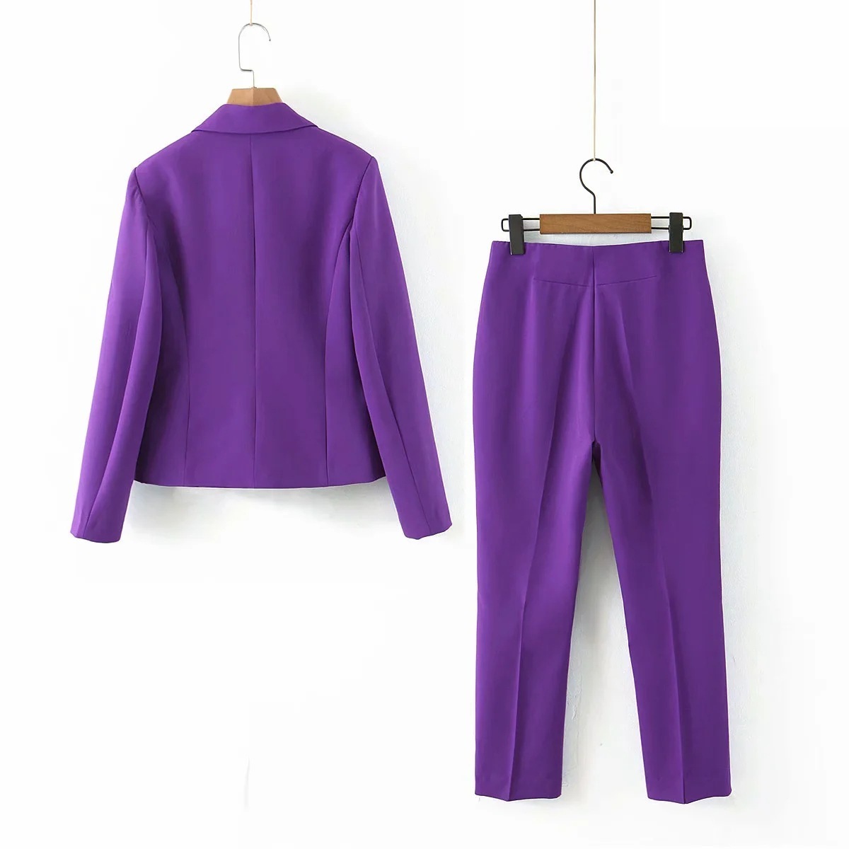 2020 spring and autumn new casual women's suit pants twopiece Fashion Purple Short Ladies Blazer Elegant trousers T200818