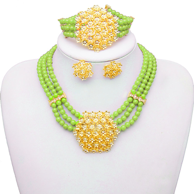 Yulaili Blume Form Halskette Stud Ohrringe Armband Für Frauen Afrikanische Perlen Schmuck Sets Party Zubehör Braut Hochzeit Geschenke