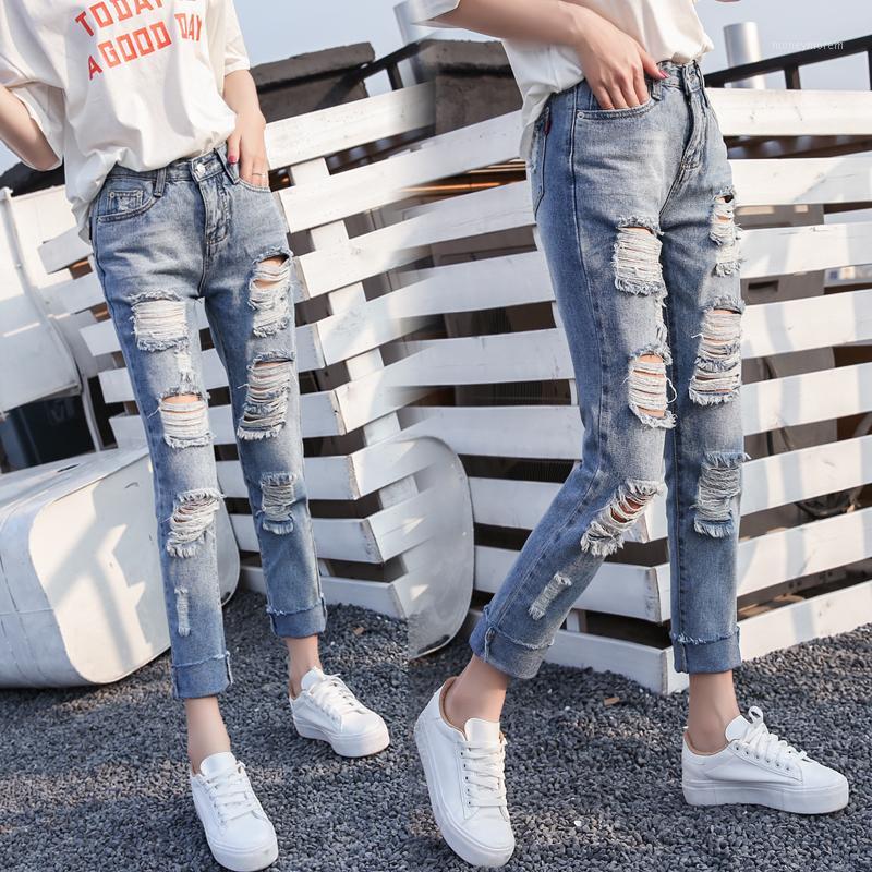 Woman Jeans High Waist Loose Straight Pants Korean Style Soild Hole Cuffs Pockets Streetwear Women Ankle-length Pants 2020 New1, Blue
Woman Jeans High Waist Loose Straight Pants Korean Style Soild Hole Cuffs Pockets Streetwear Women Ankle-length Pants 2020 New1, Blue
