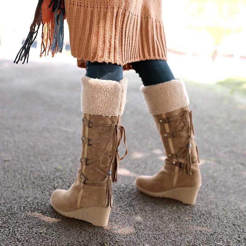 

Women's Platform Keep Warm Snow Boots Plush Winter Boots After Sanding With Tassels High Sleeves Wedges Snow1
