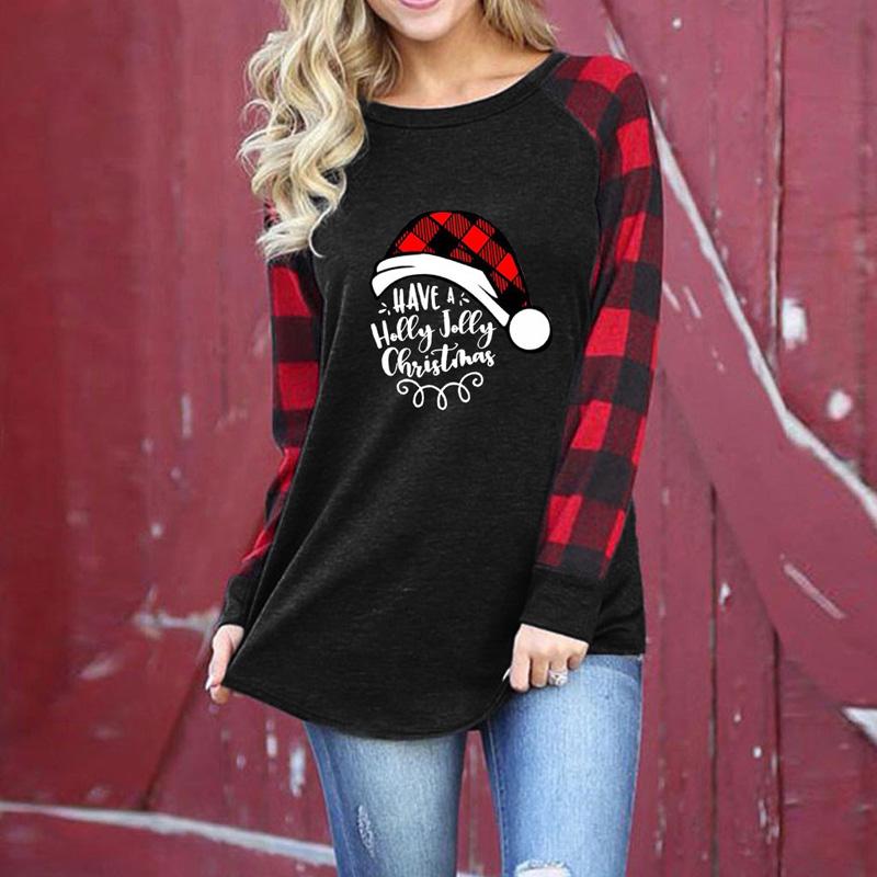 Women Merry Christmas T-Shirt Deer Print Plaid Pullover Top patchwork Girl Long Sleeve tee shirt femme Shirt Fashion, Green
Women Merry Christmas T-Shirt Deer Print Plaid Pullover Top patchwork Girl Long Sleeve tee shirt femme Shirt Fashion, Green